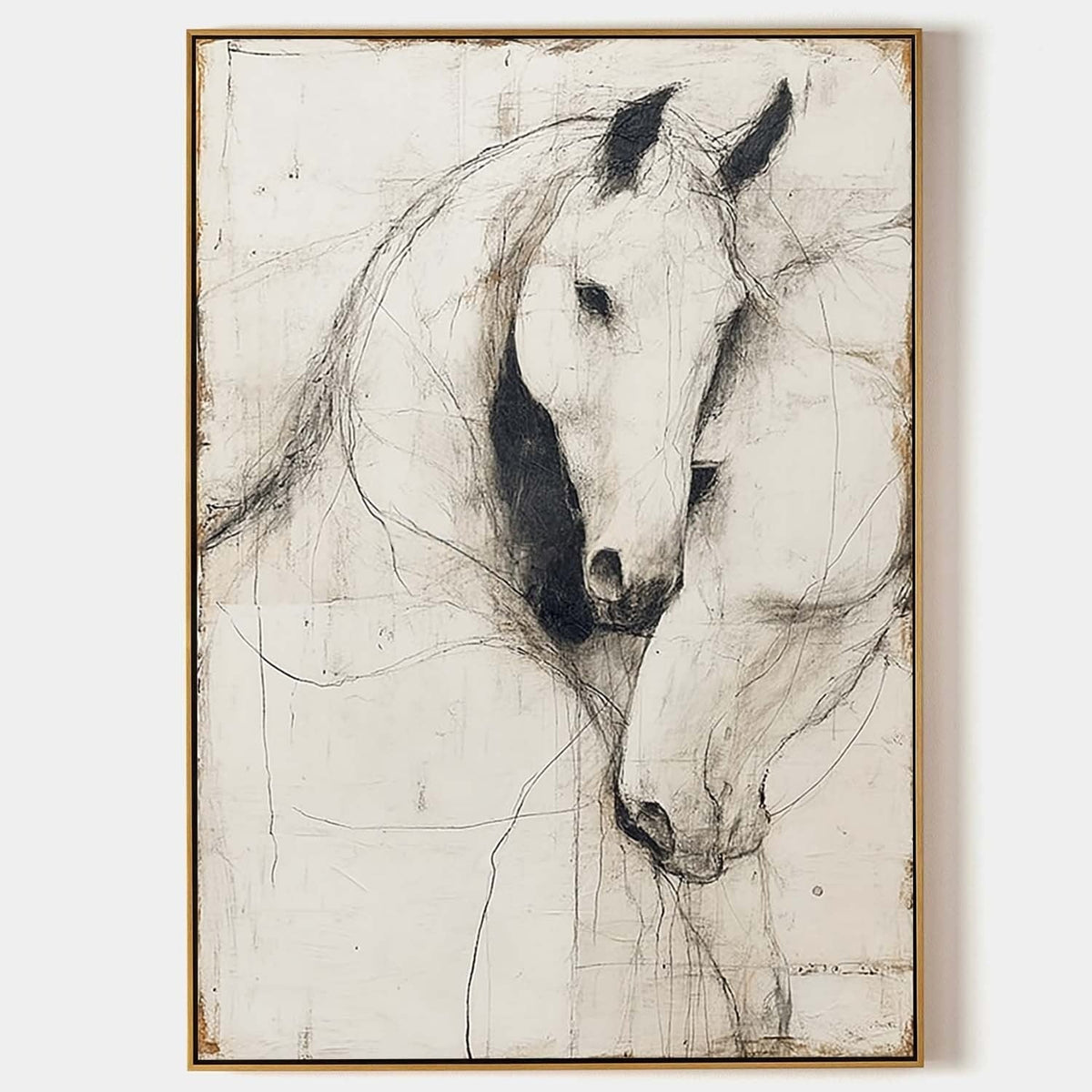 Minimalist Two Horses Sketch Painting - Neutralighting