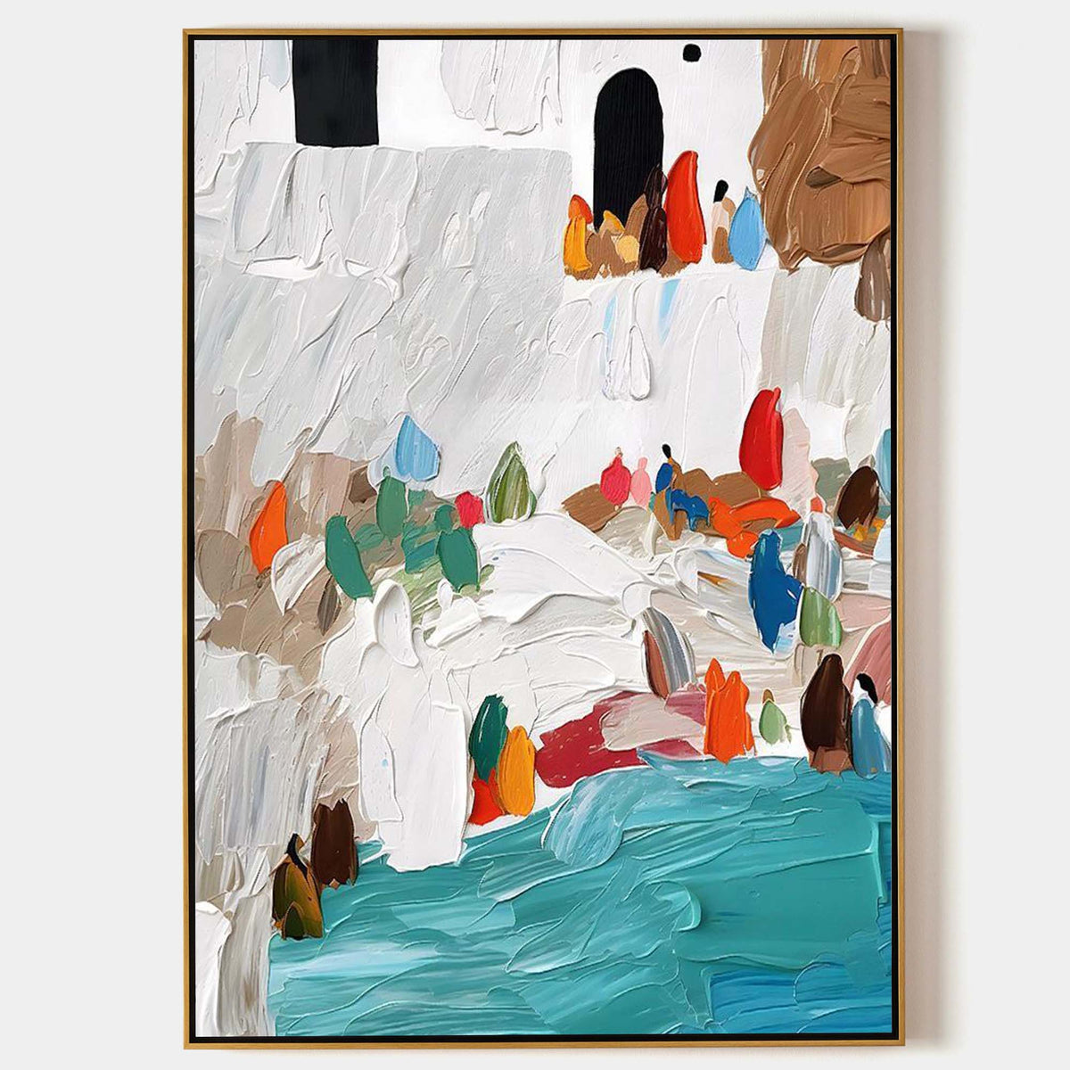 Mediterranean Coastal Village Impasto Painting