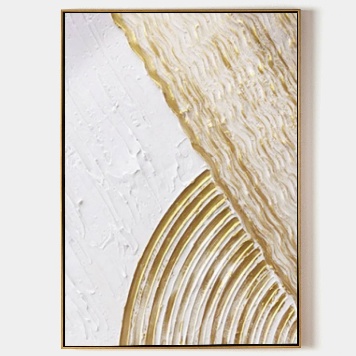 Wall Art Gilded Spiral Impasto Bas-Relief Abstract Oil Painting