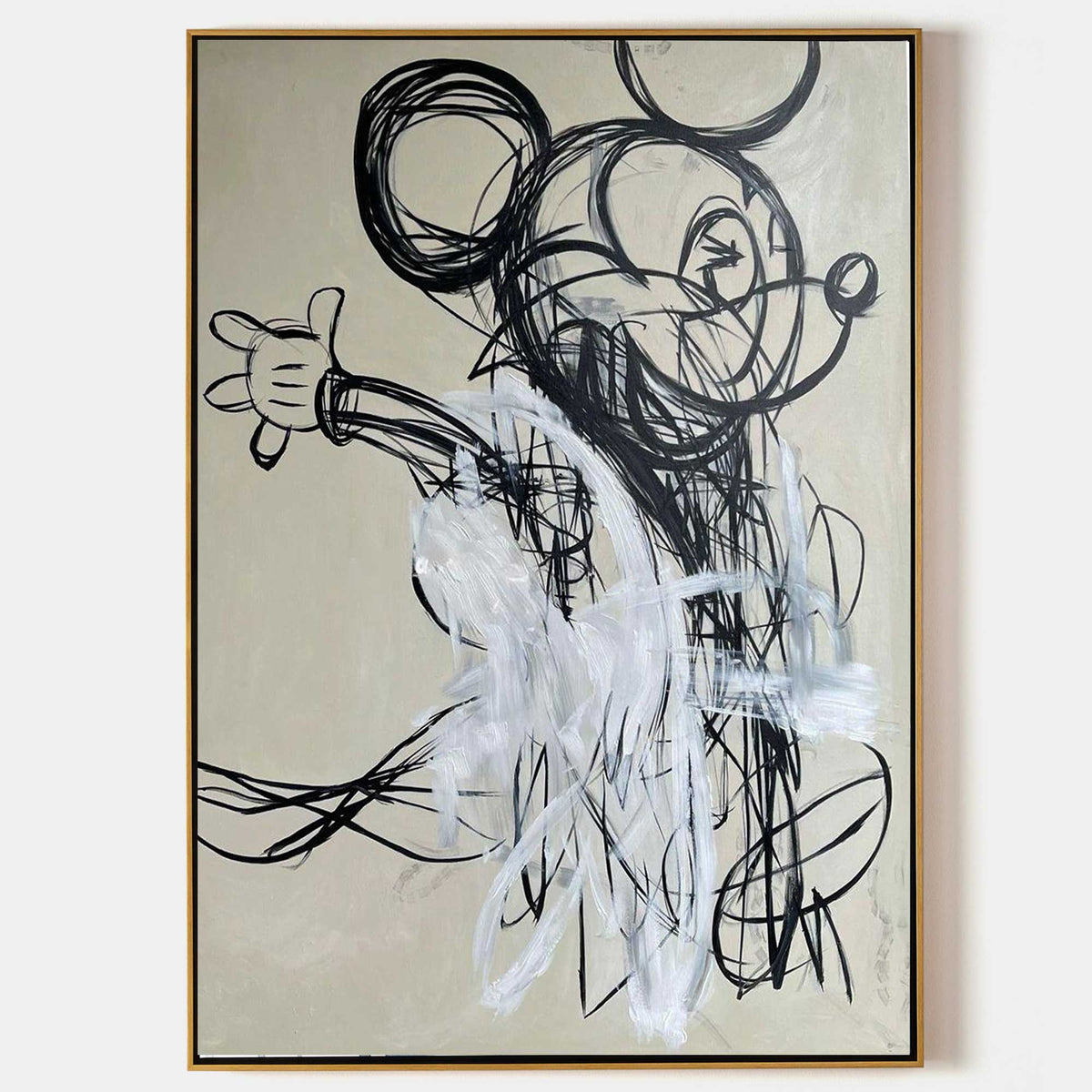 Expressionist Mickey Mouse Painting Graffiti Black White