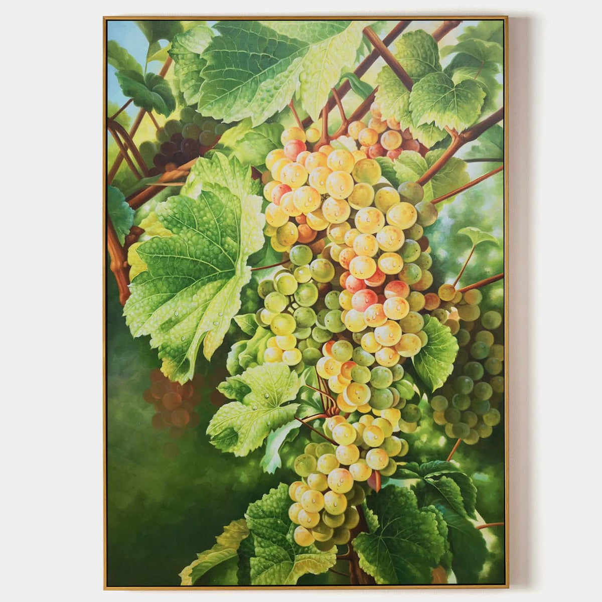 Wall Art Vertical Realist Grape Cluster Scene Fresh