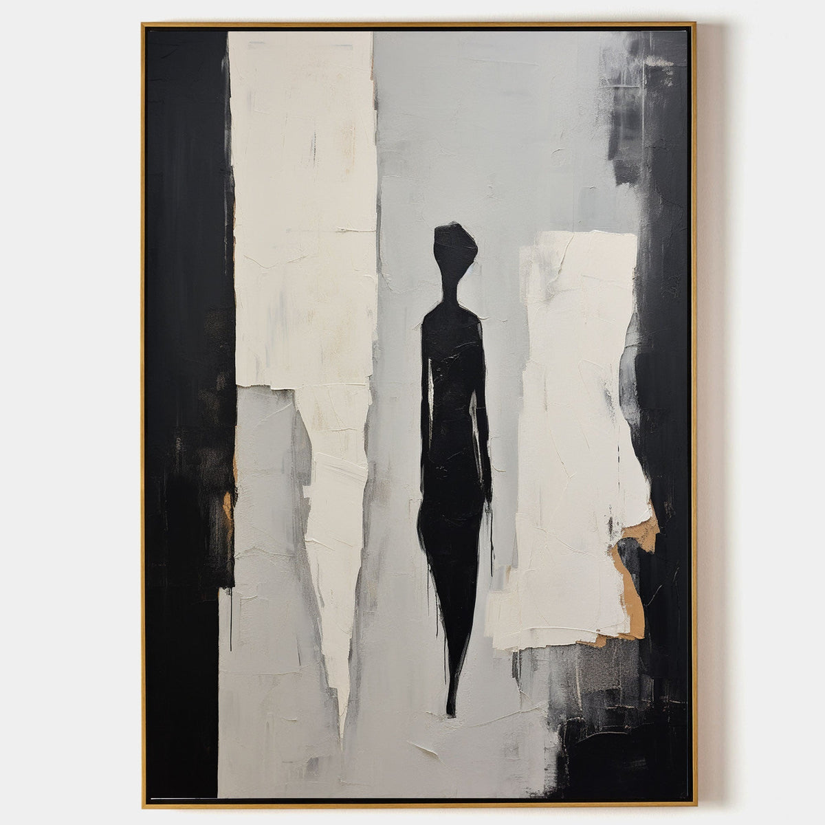 Contemporary Minimalist Textured Silhouette Figure Painting