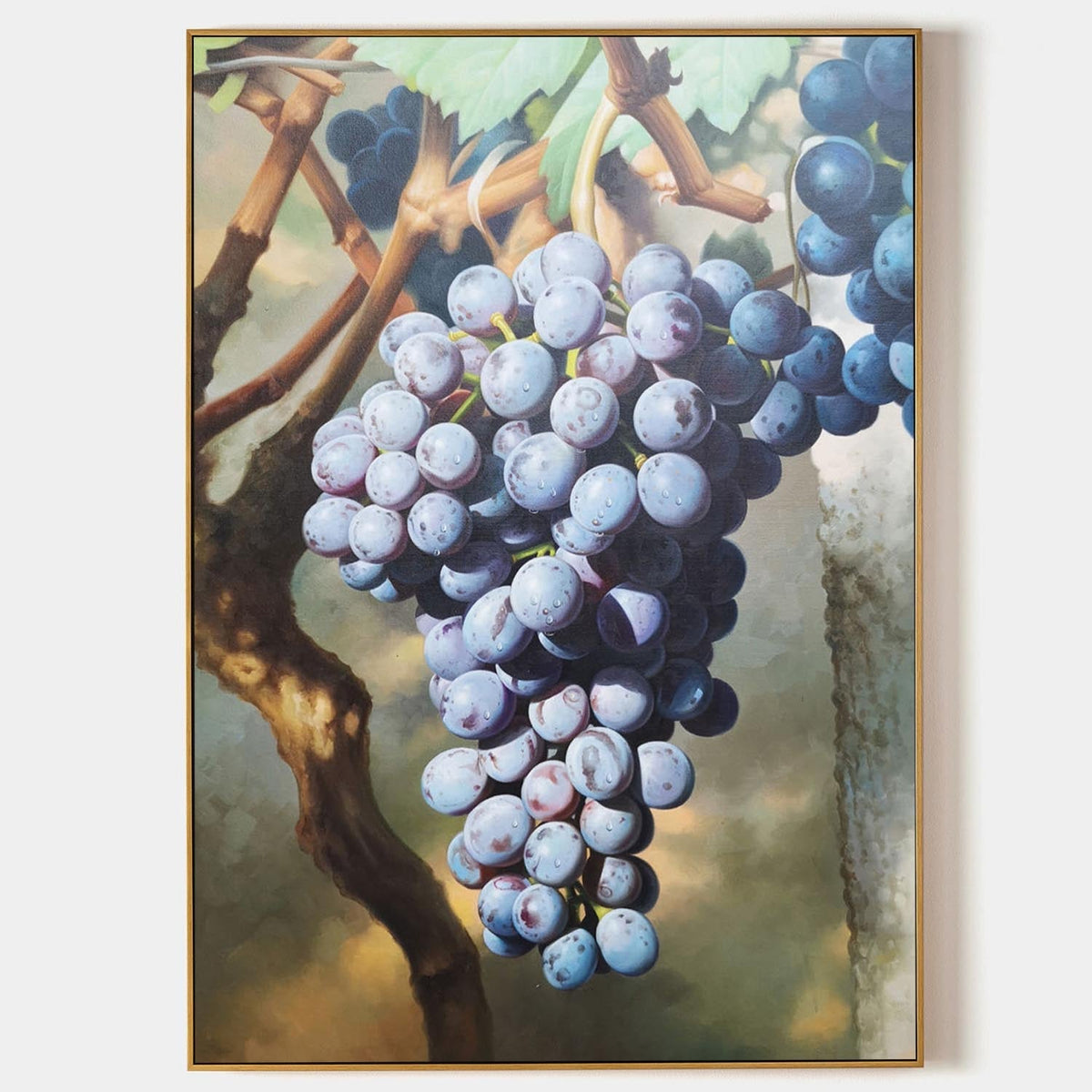 Wall Art Vertical Realist Purple Grape Scene Deep