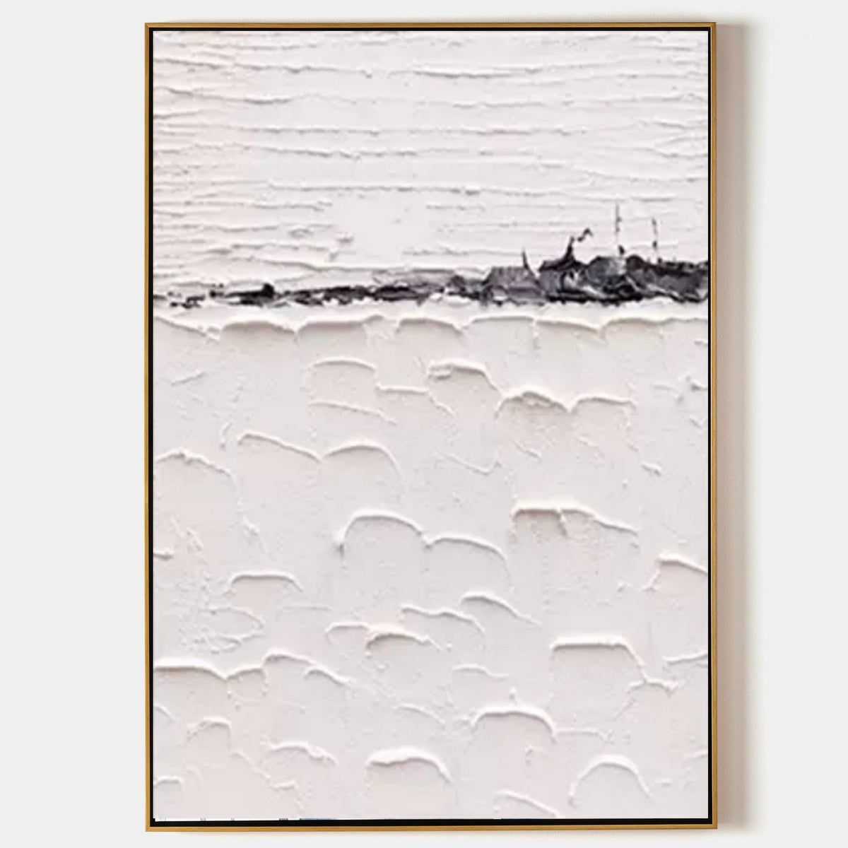 Wall Art White Impasto Bas-Relief Abstract Oil Painting
