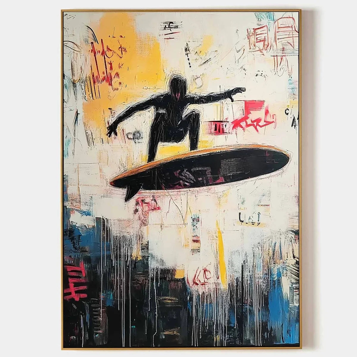 Wall Art Edgy Textured Graffiti Surfer