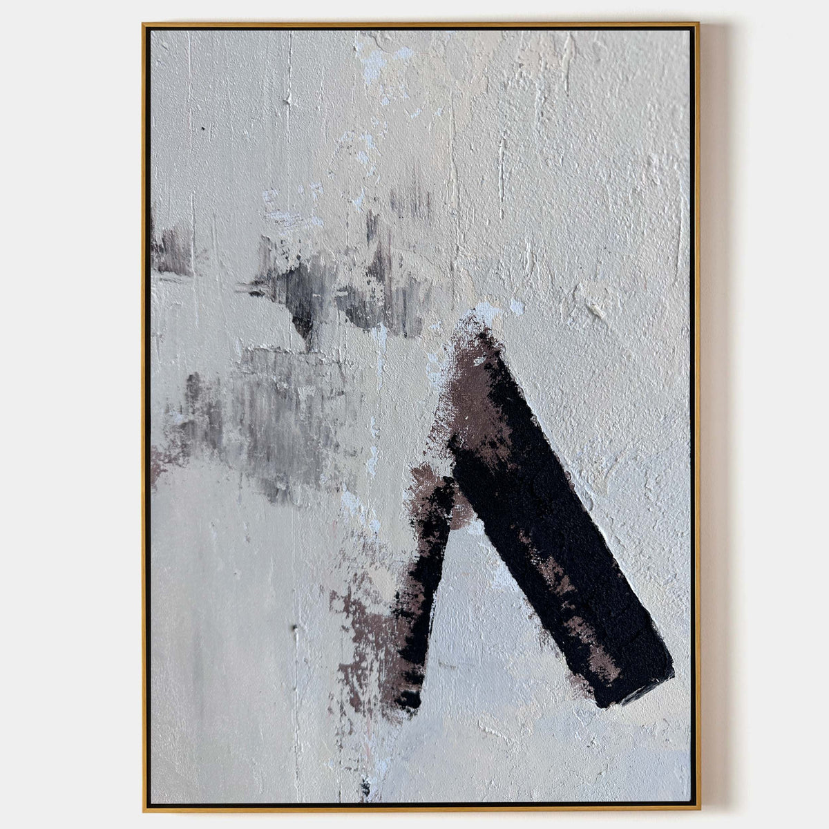 Abstract Black and Beige Textured Painting