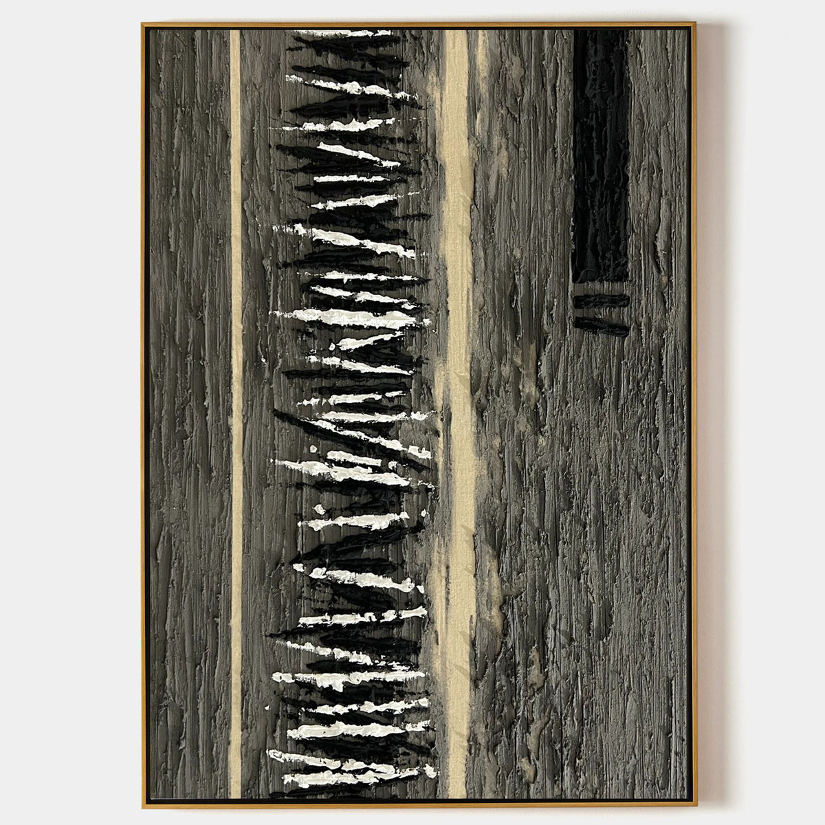 Vertical Monochrome Strokes Minimalist Statement Wall Art Piece