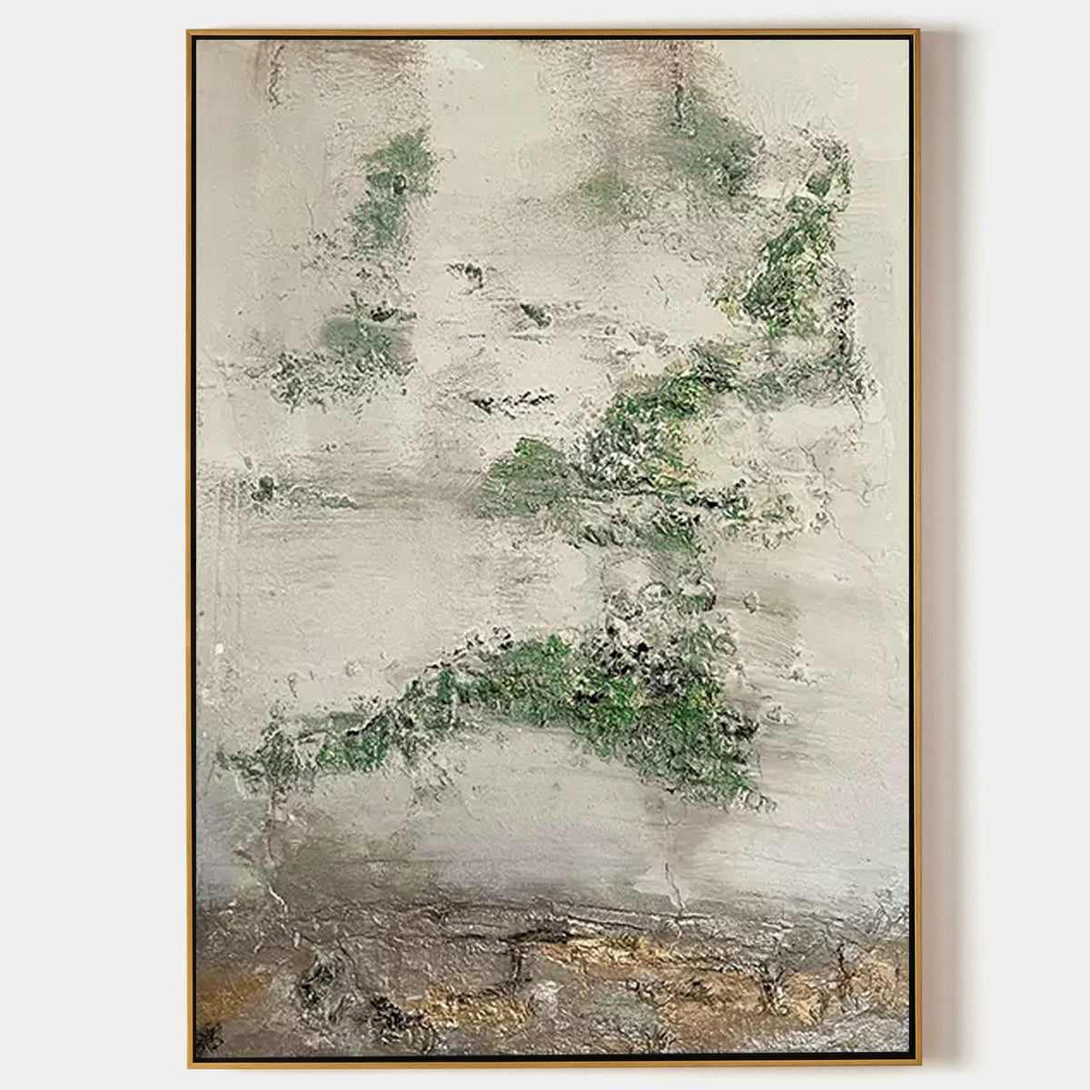 Wabi-Sabi Moss & Stone Abstract Painting