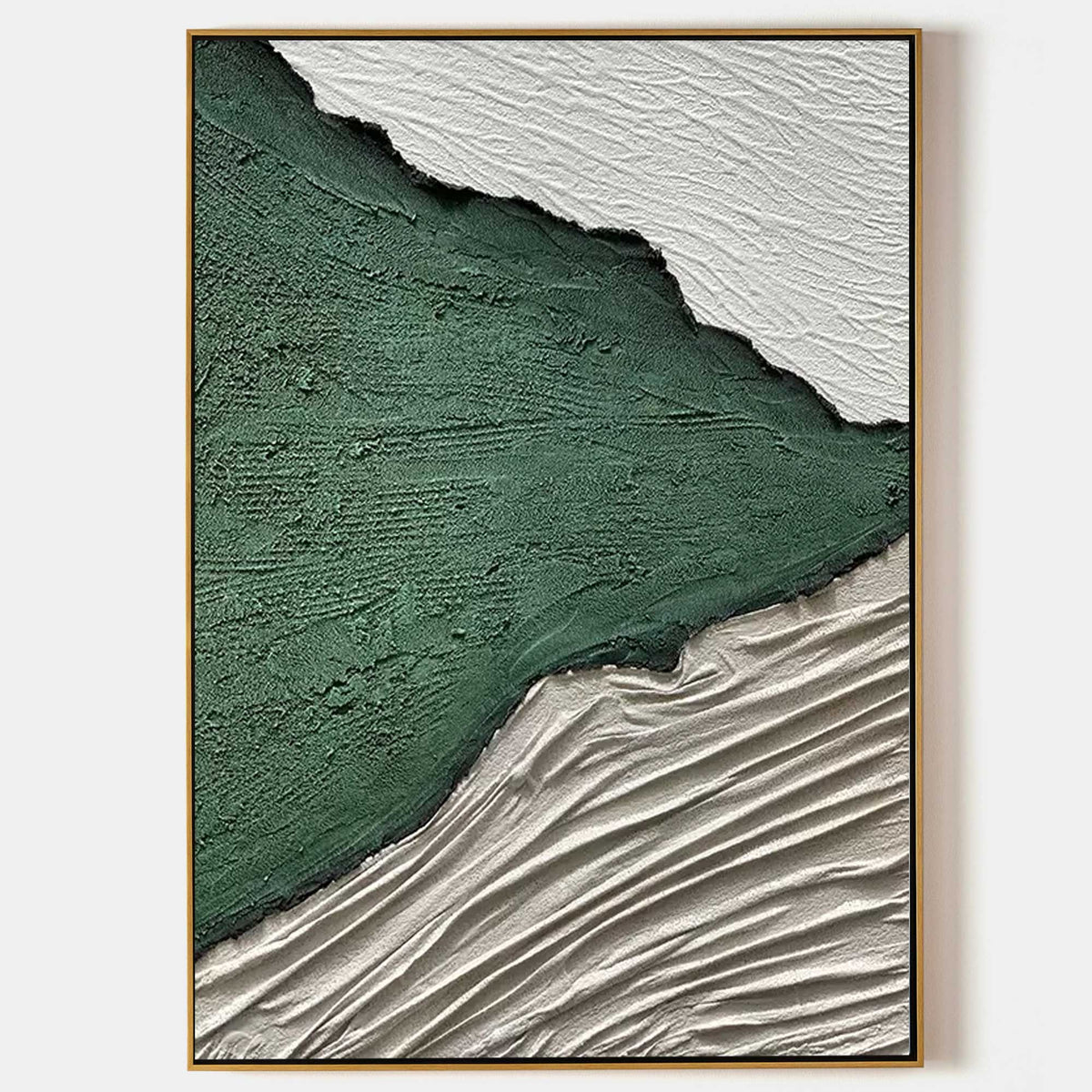 Emerald Green Landscape Bas-Relief Painting