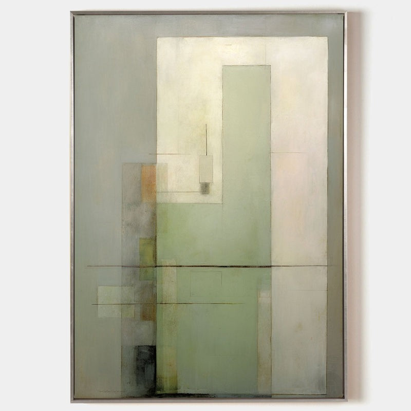 Sage Green Beige Geometric Painting