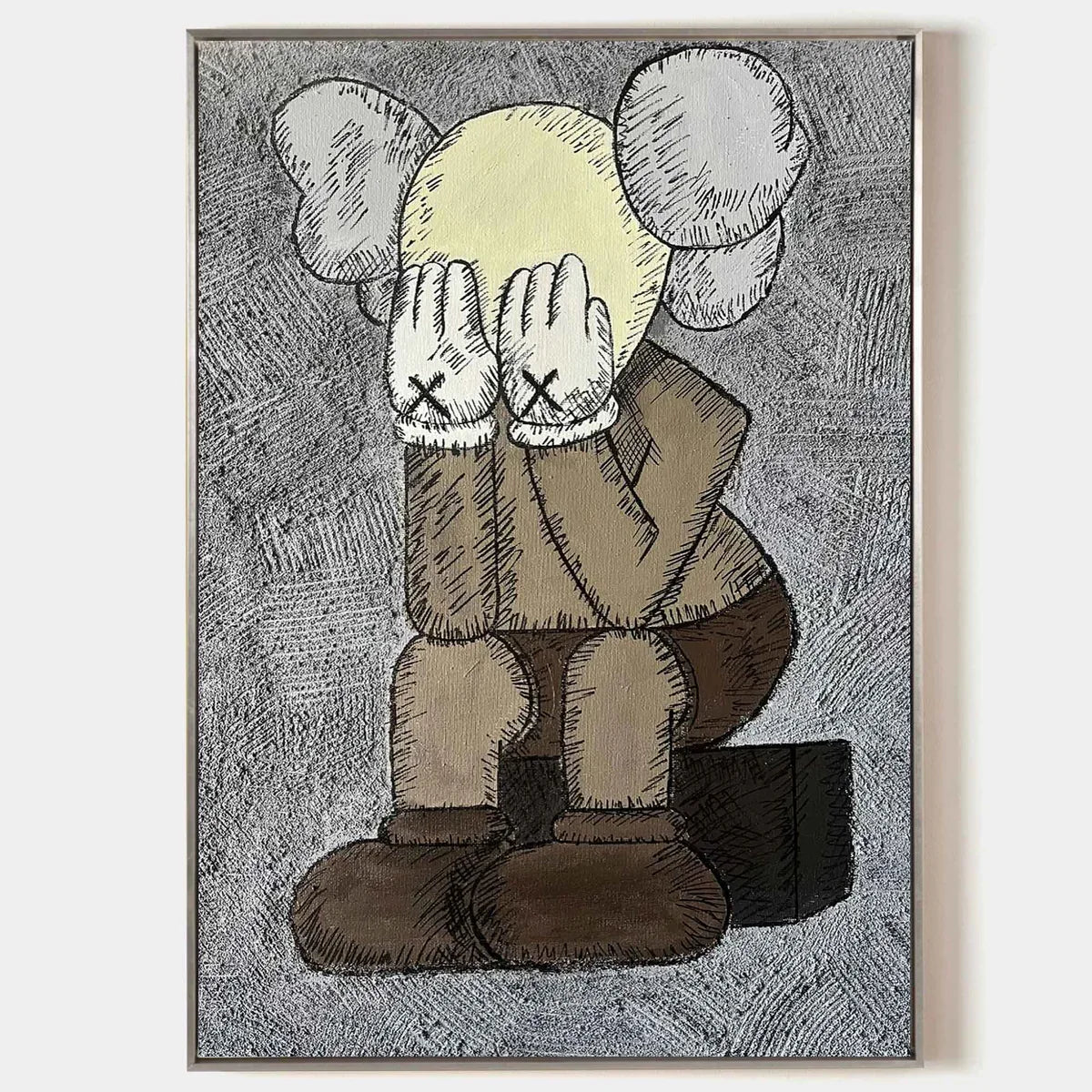 KAWS Companion Figure Sketch-Style Art Painting