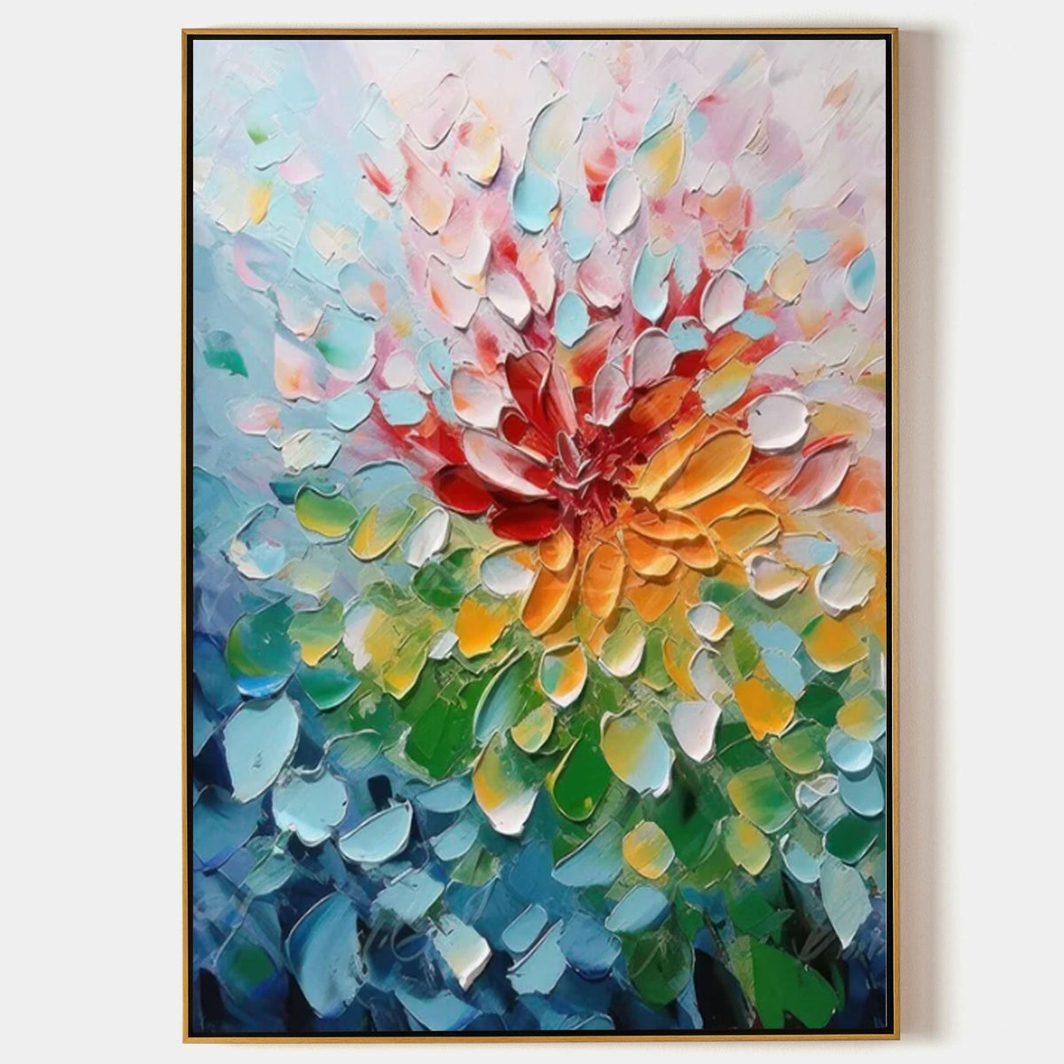 Vibrant Floral Impasto Painting Textured Blooming Flower