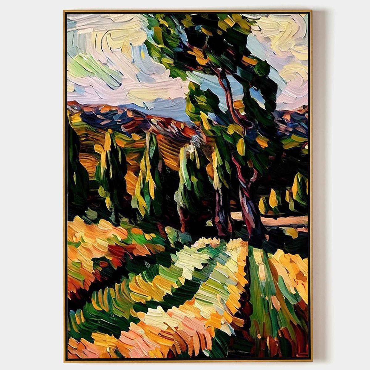 Impasto Painting Vibrant Countryside Scenery Painting