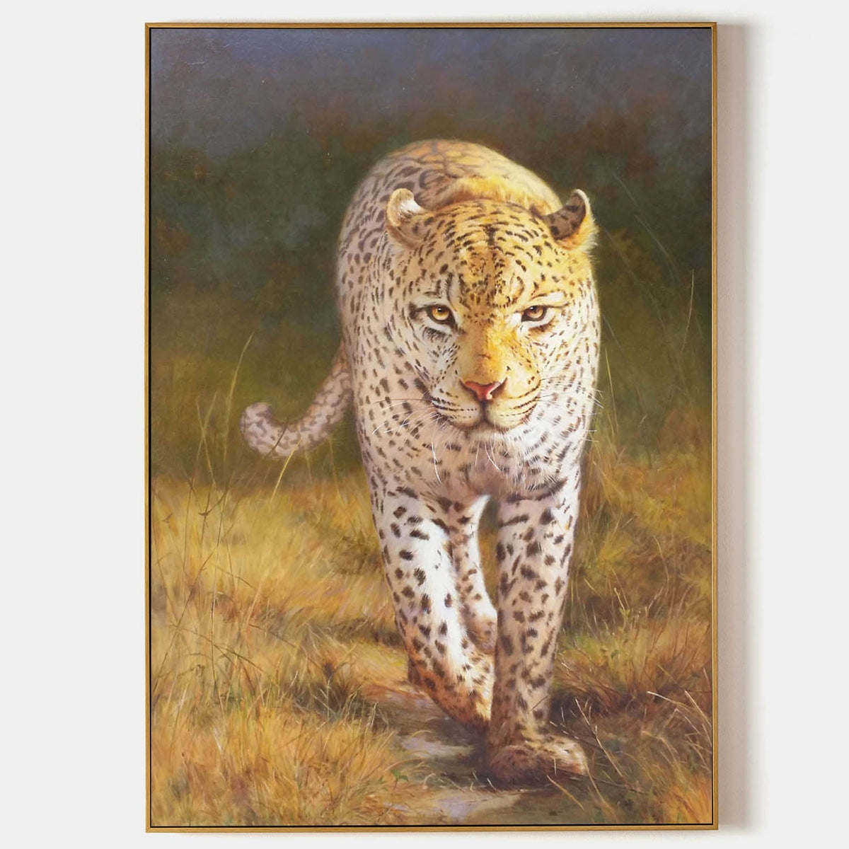 Wall Art Vertical Realist Leopard Scene Warm