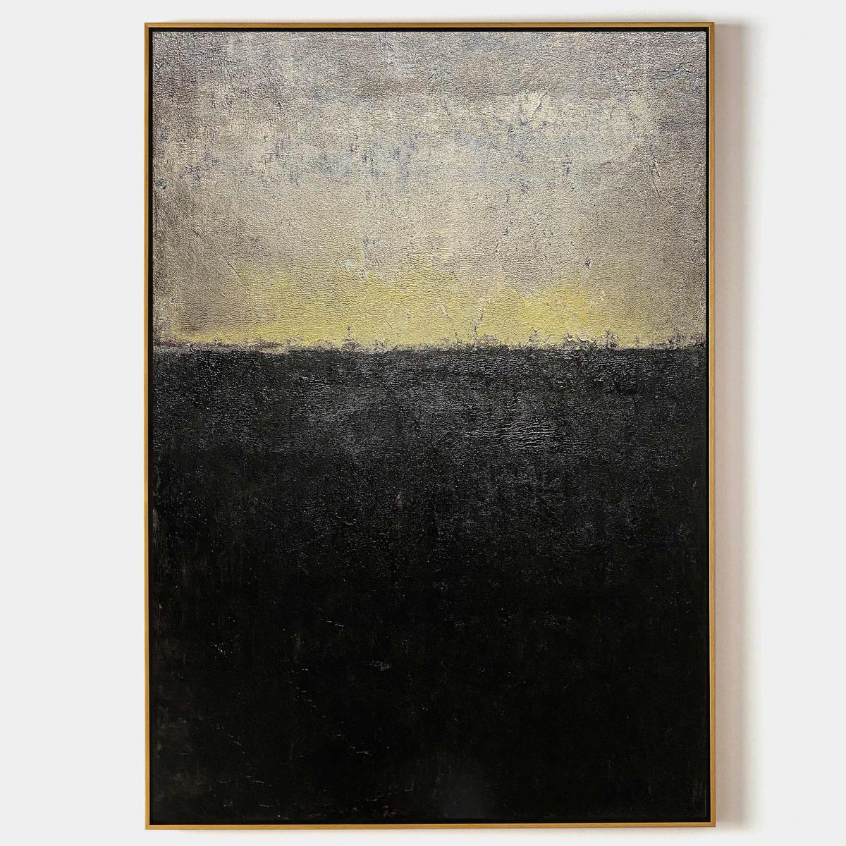 Minimalist Black Gold Grey Abstract Landscape Oil Painting