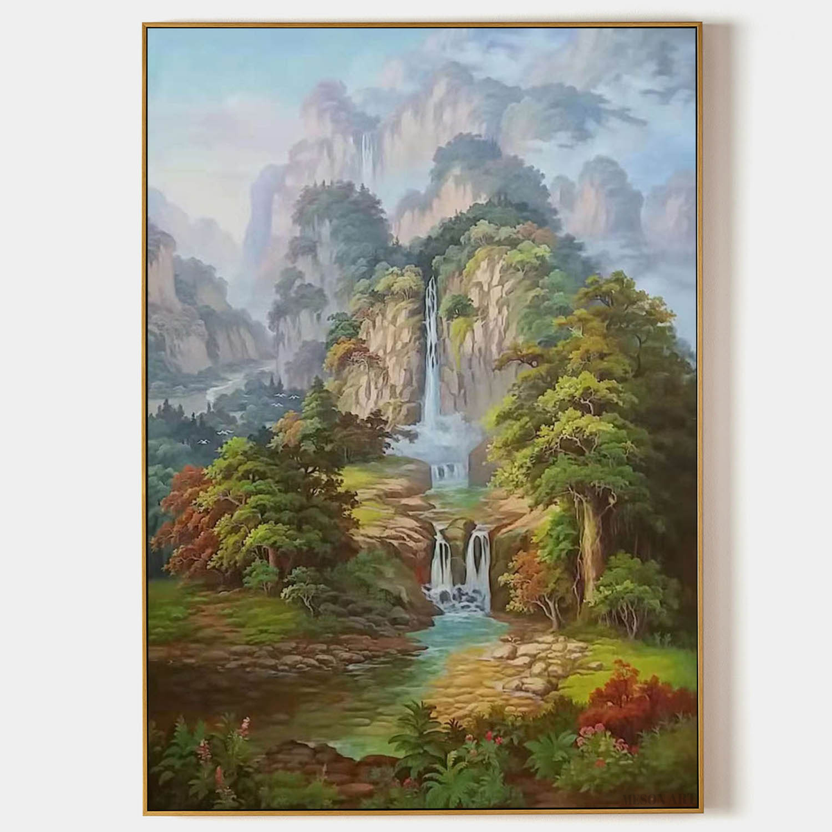 Wall Art Vertical Landscape Mountain Waterfall