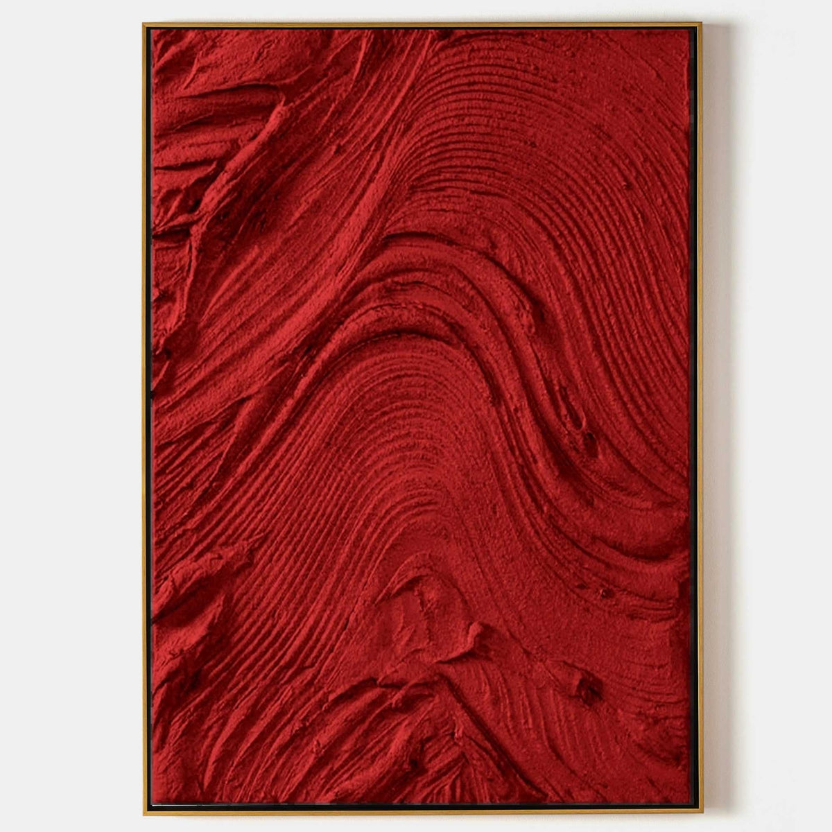 Vibrant Red Wave Texture Oil Painting