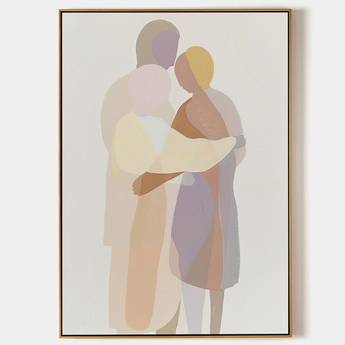 Wall Art Embraced Figures in Soft Tones