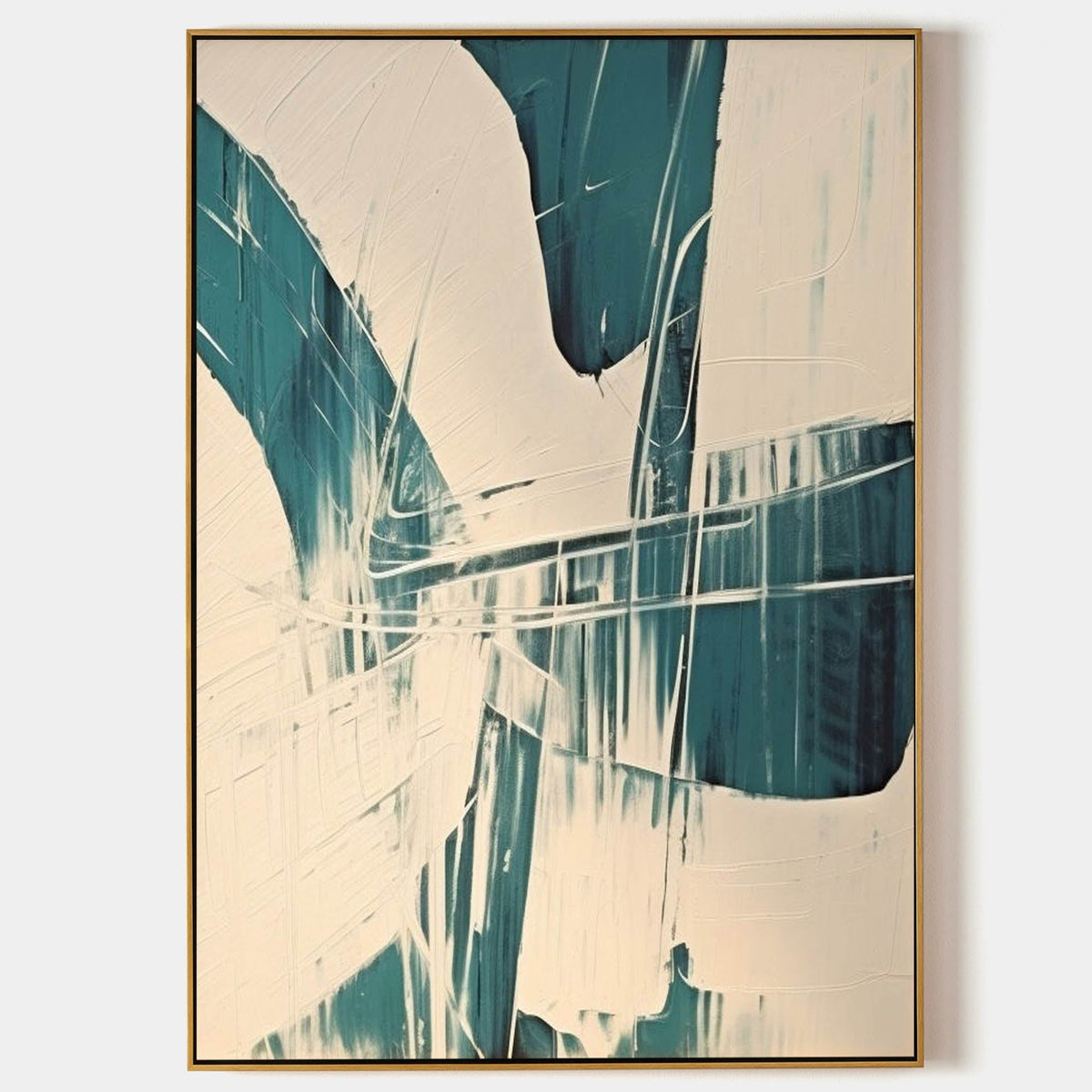 Wall Art Teal Abstract Swirl Palette Knife