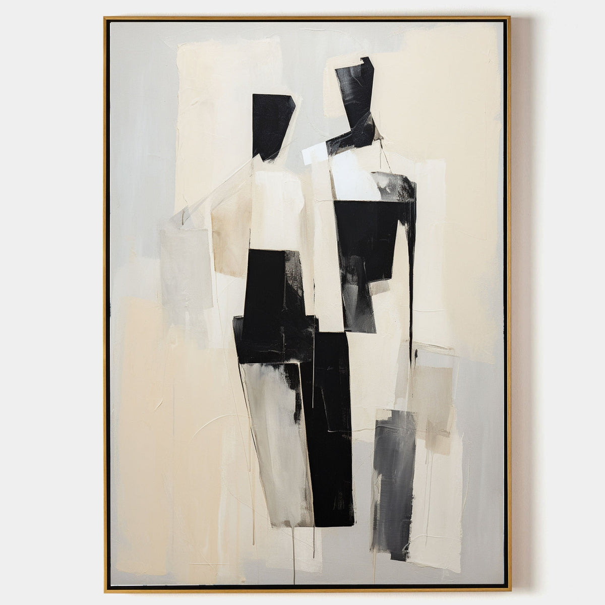 Modern Couple Painting Black White Wall Art