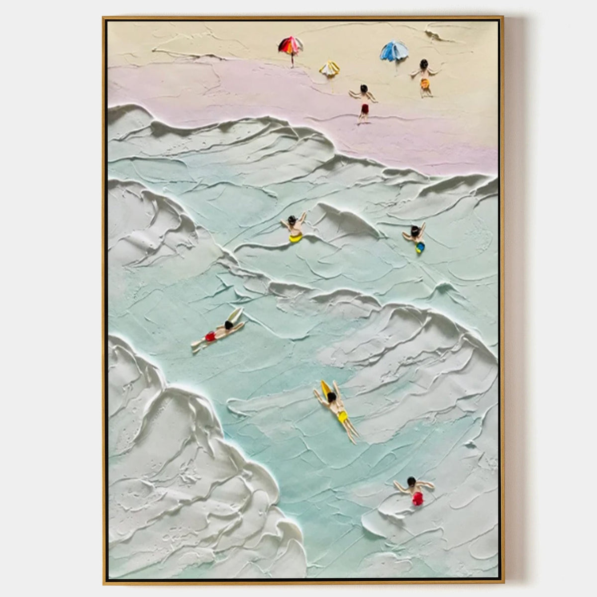 Aerial Beach Scene 3D Impasto Painting
