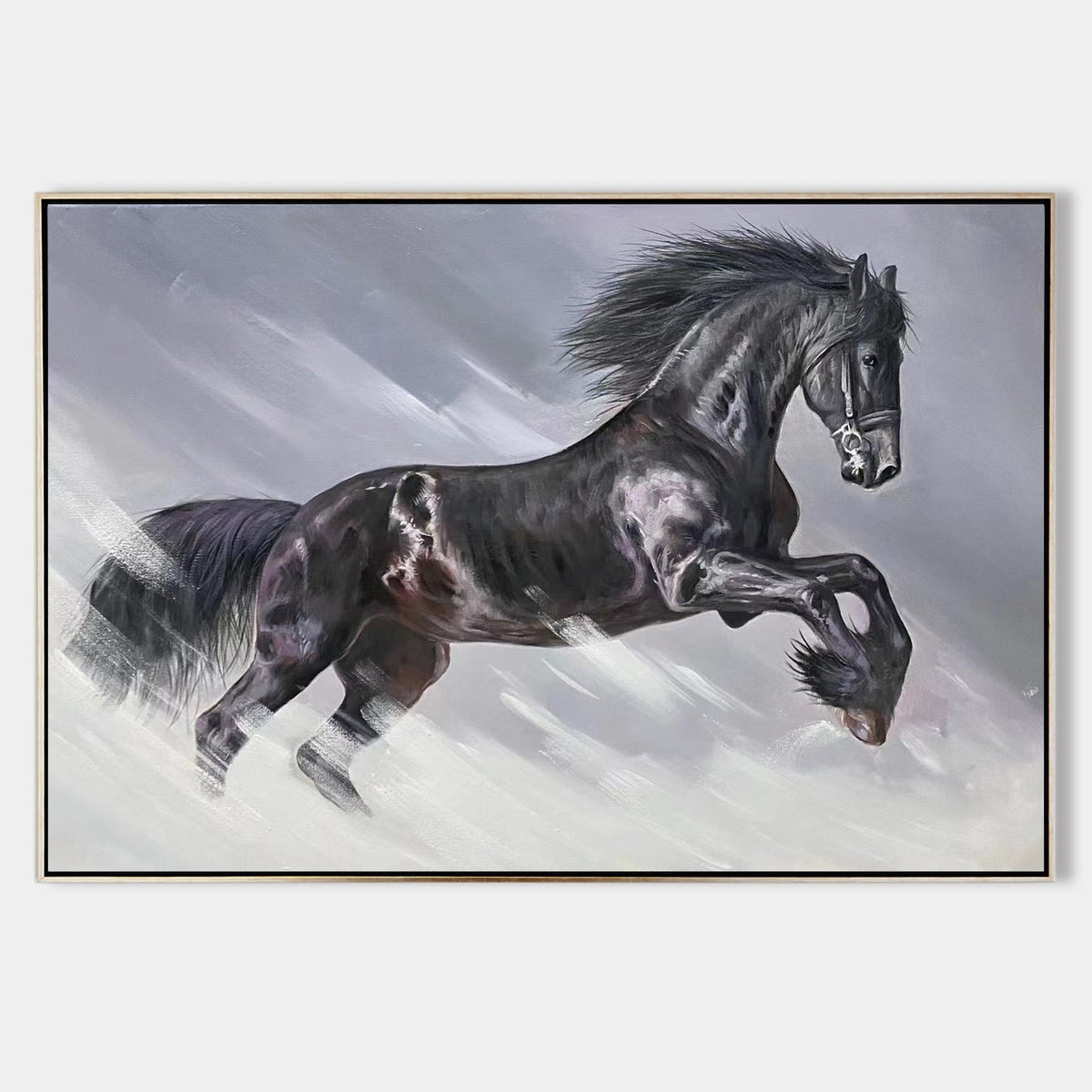 Dynamic Galloping Equine Animal Unstretched Linen Canvas Wall Art