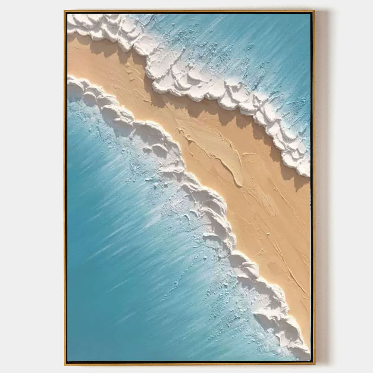 Diagonal Coastal Wave Impasto Painting