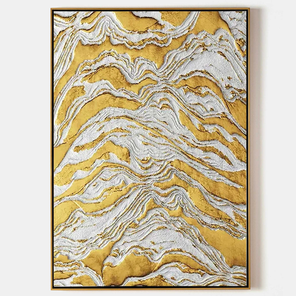 Luxe Gold Vein Marble Swirl Impasto Painting