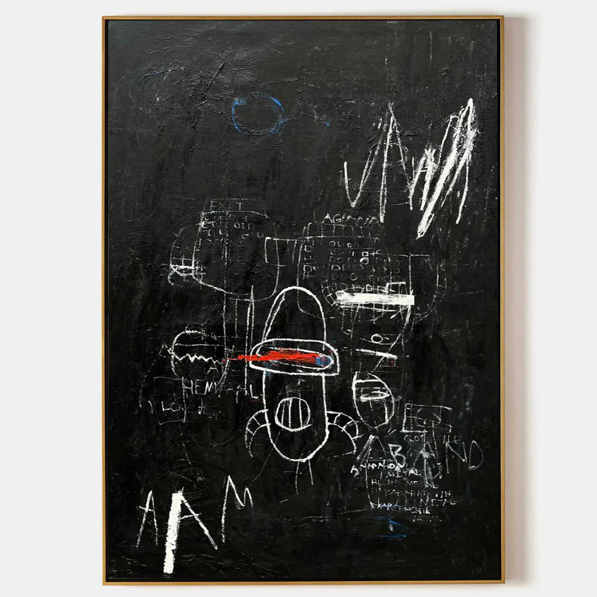 Basquiat Black Background Abstract Text Art Painting