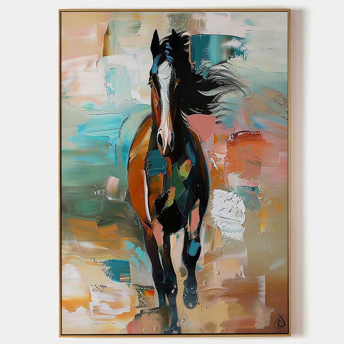 Wall Art Colorful Running Horse Palette