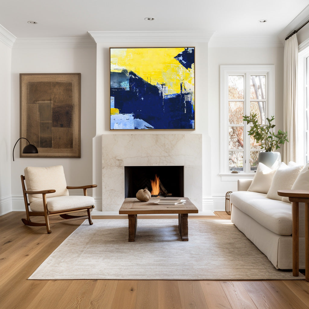 Blue Yellow Abstract Painting