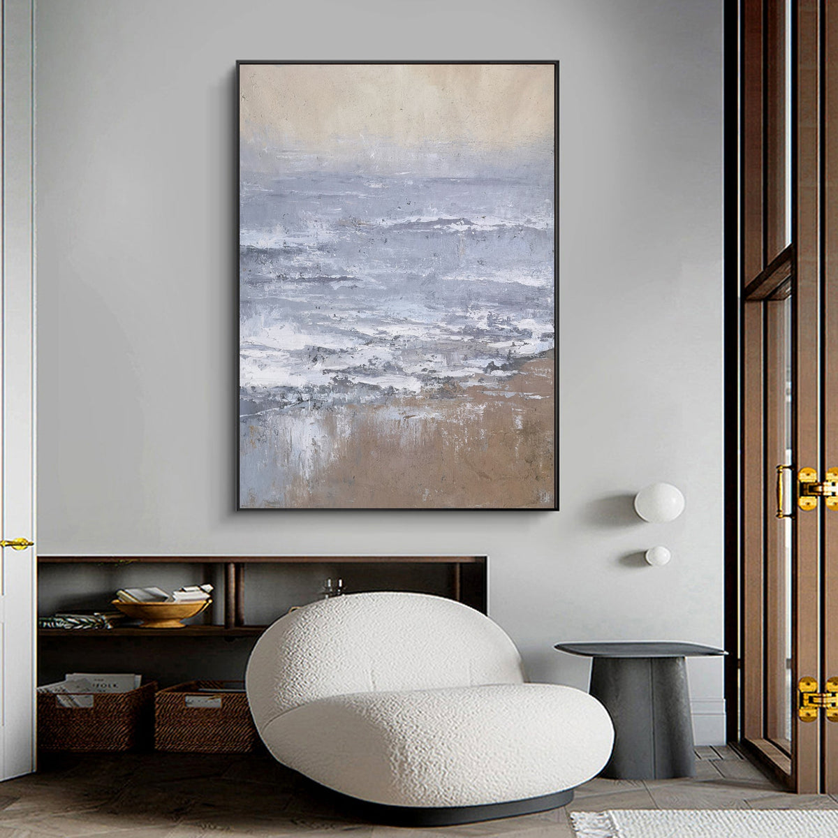 Neutral Tone Beach Landscape Oil Painting