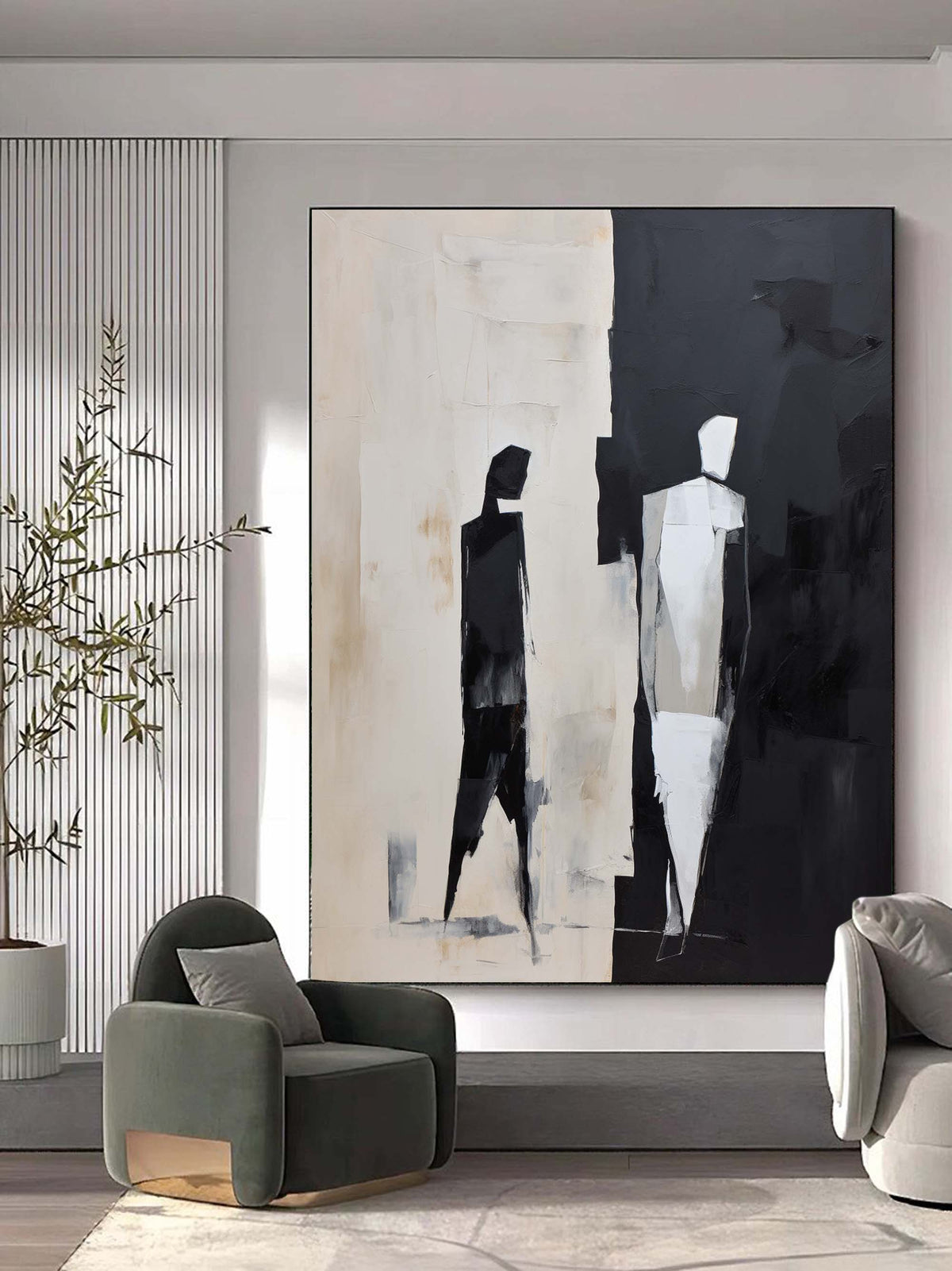 Contemporary Black White Figure Painting