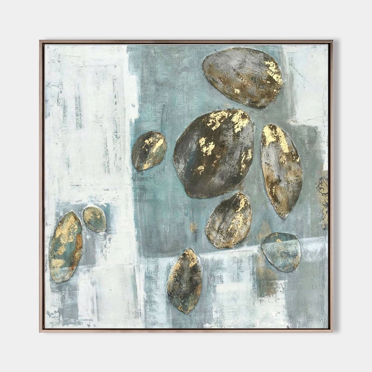 Gold Accent Pebble Abstract Painting Square