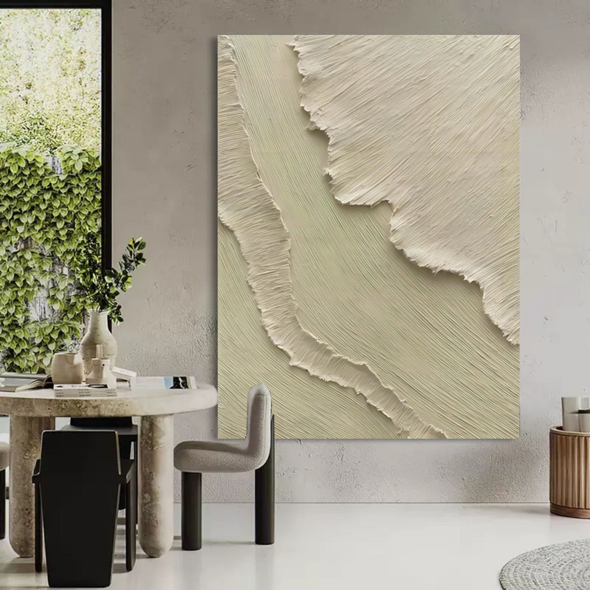 Textured Impasto Neutral Tone Abstract Painting