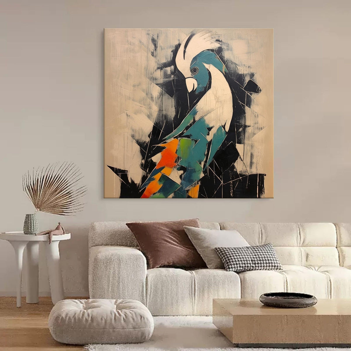 Wall Art Square Parrot Painting Bold Color