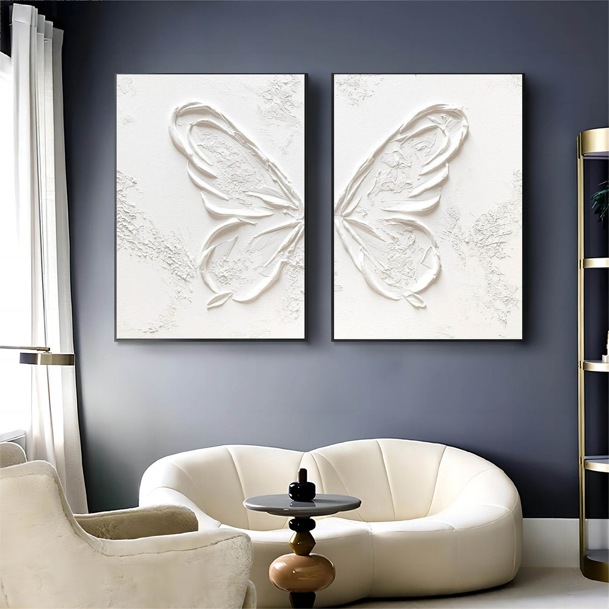 Monochrome Butterfly Wing Oil Painting