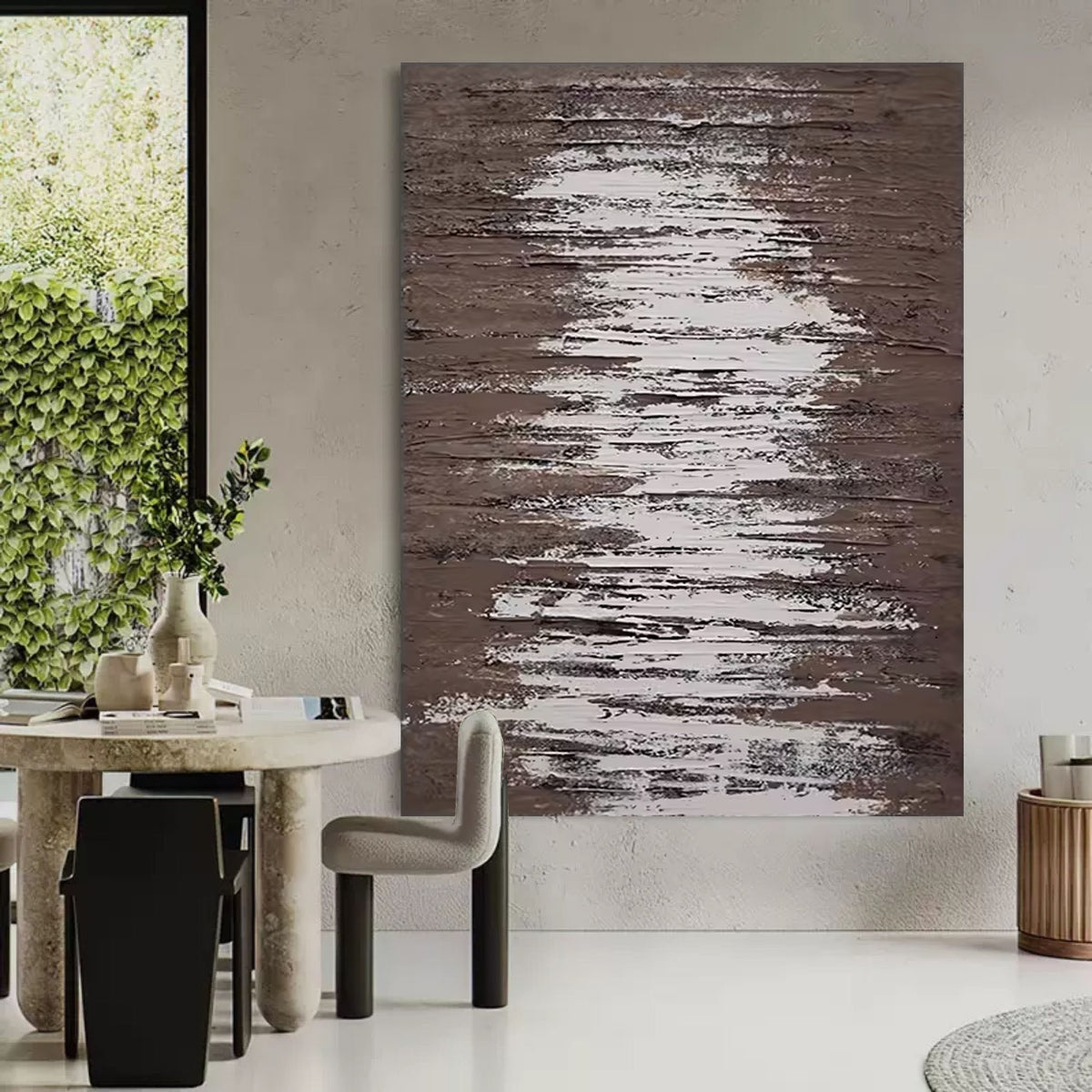 Wall Art Vertical Abstract Wood Grain Warm Brown