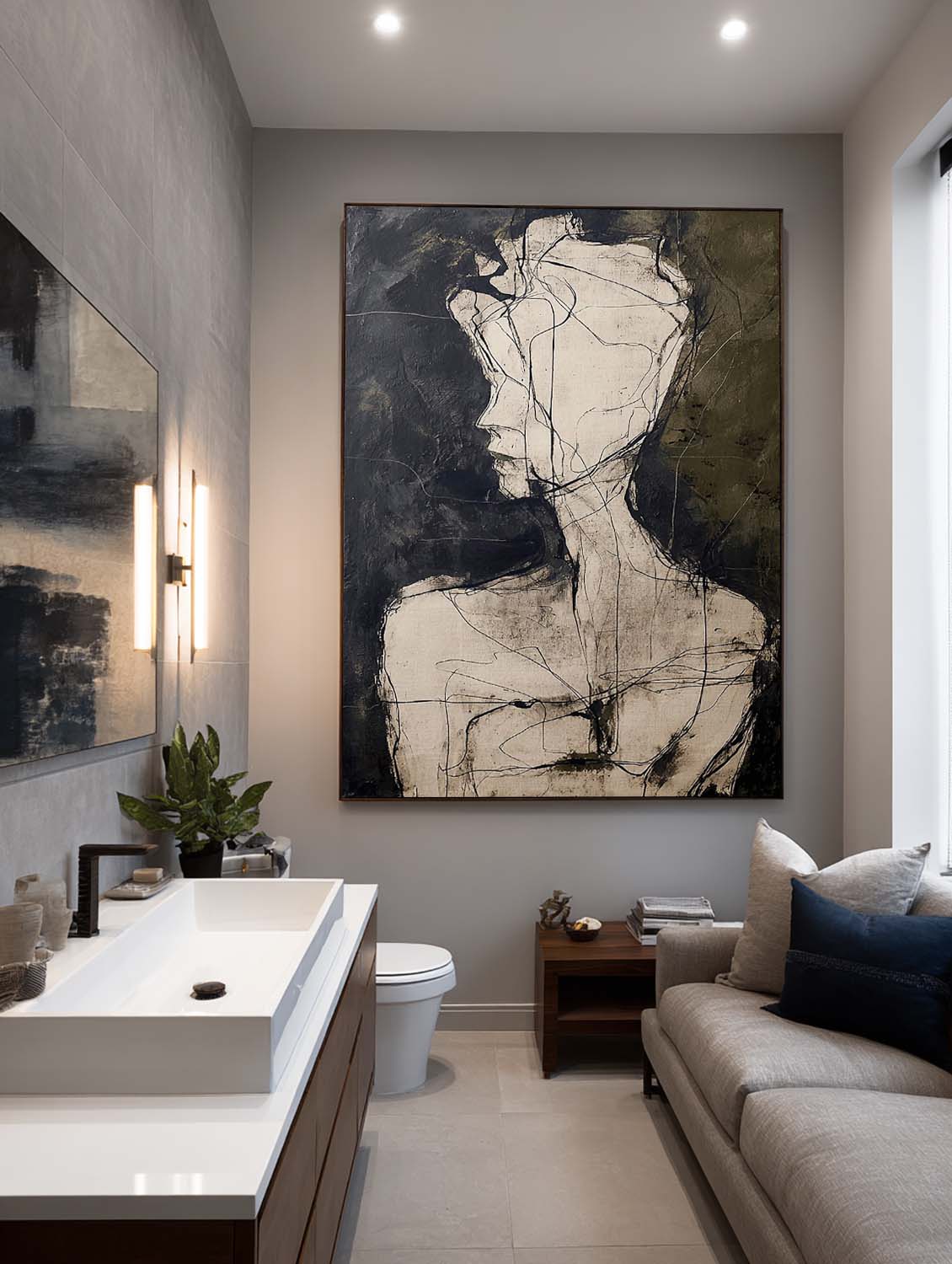 Silent Profile Abstract Figurative Oil Painting