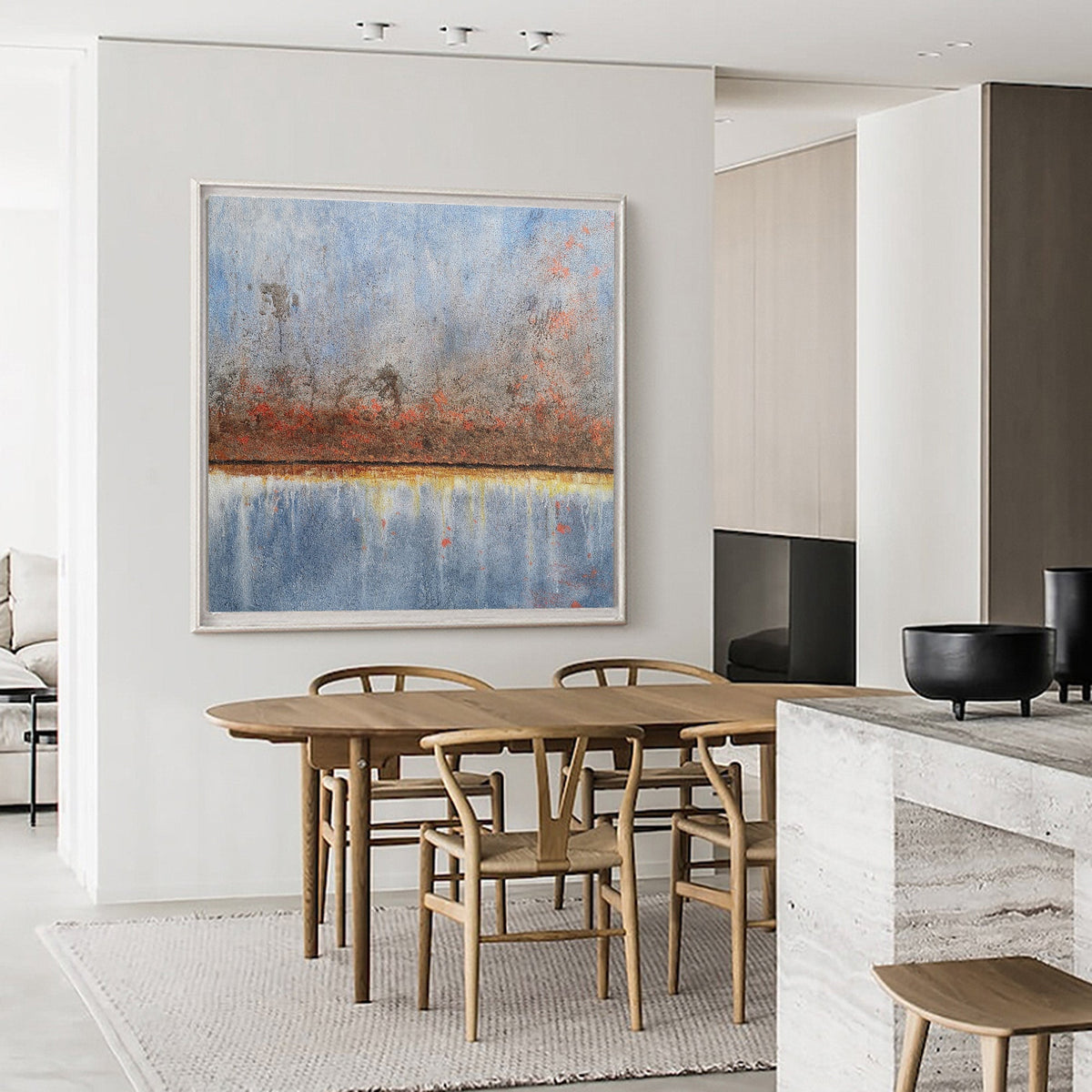 Rustic Horizon Abstract Oil Painting
