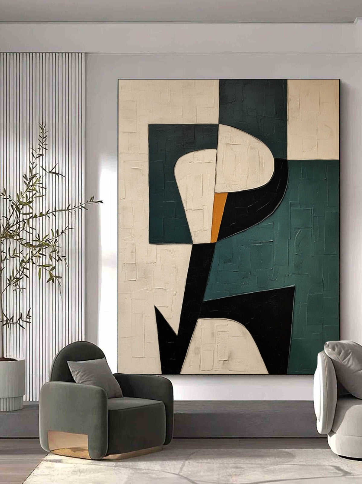 Monochrome Textured Reflective Landscape Oil Painting