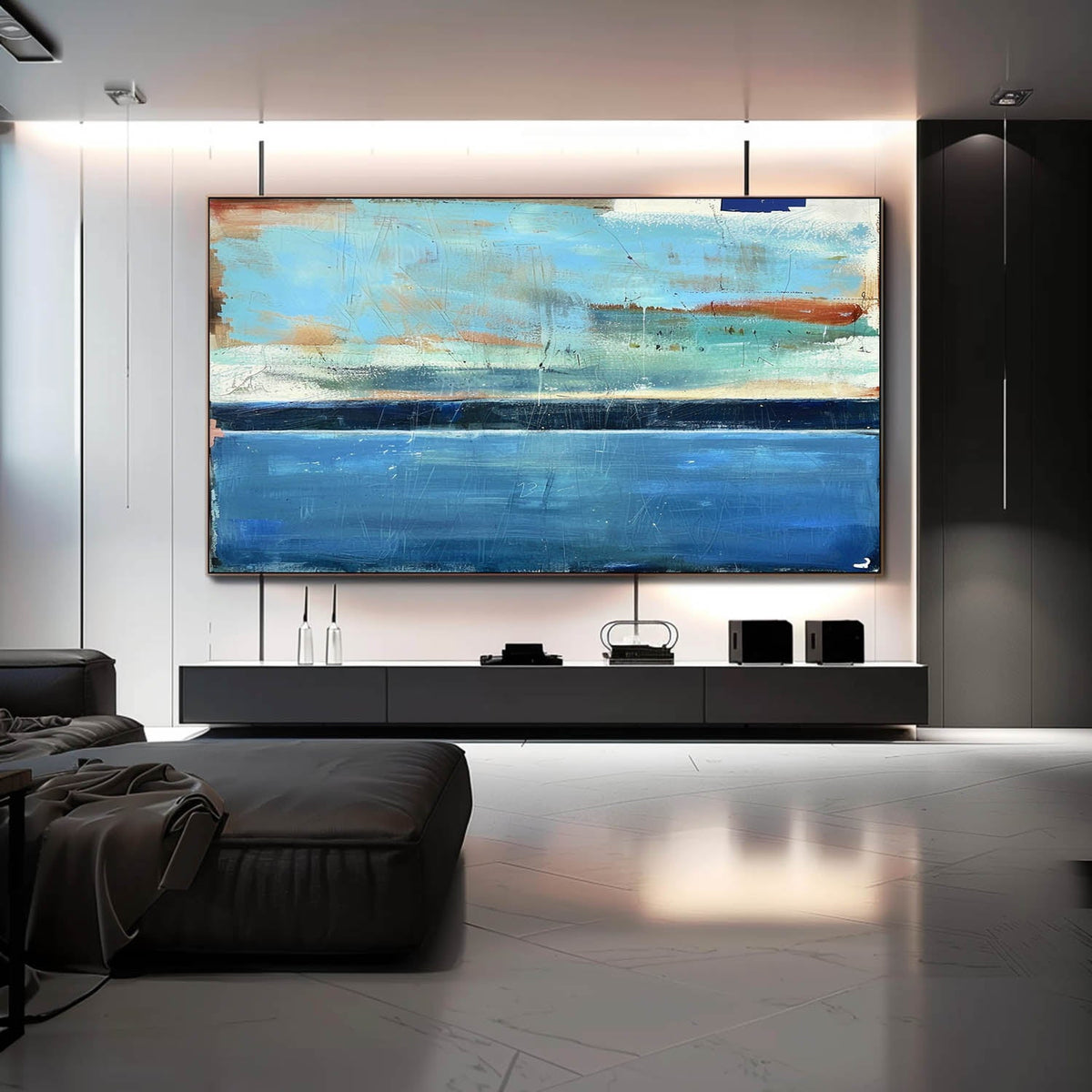 Coastal Landscape Painting Textured Modern Wall Art
