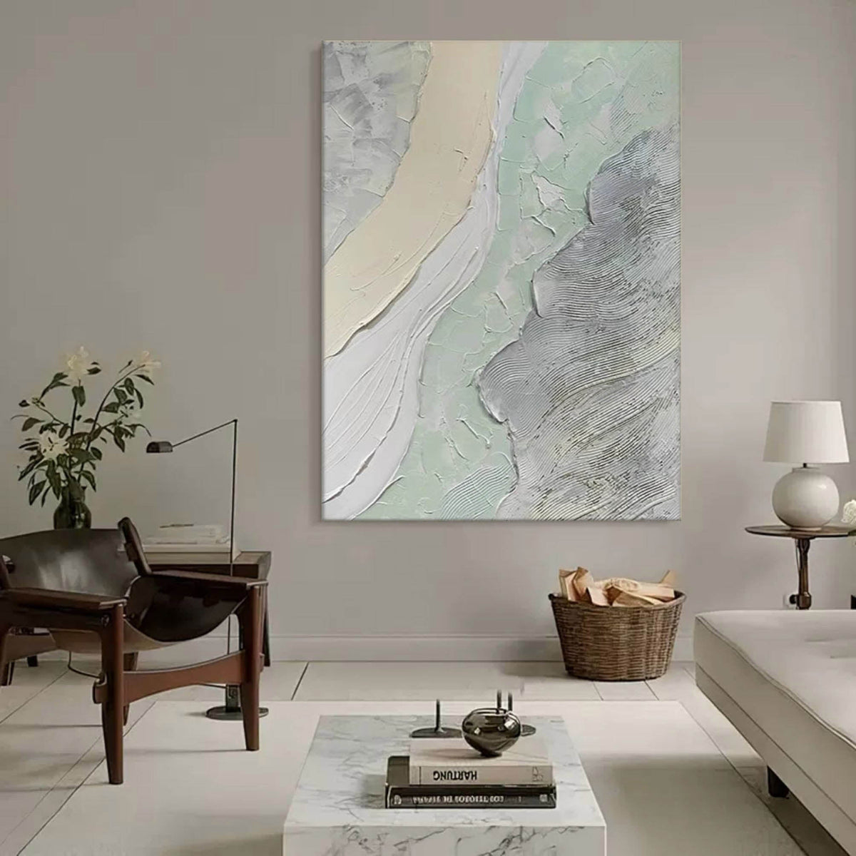 Wall Art Abstract River Flow Wabi-Sabi Linen