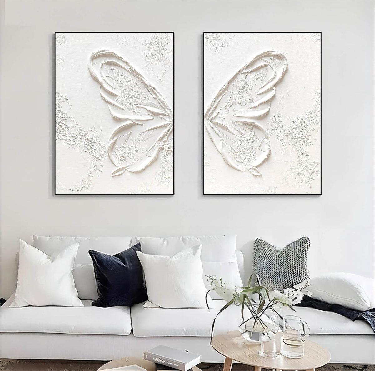 Monochrome Butterfly Wing Oil Painting