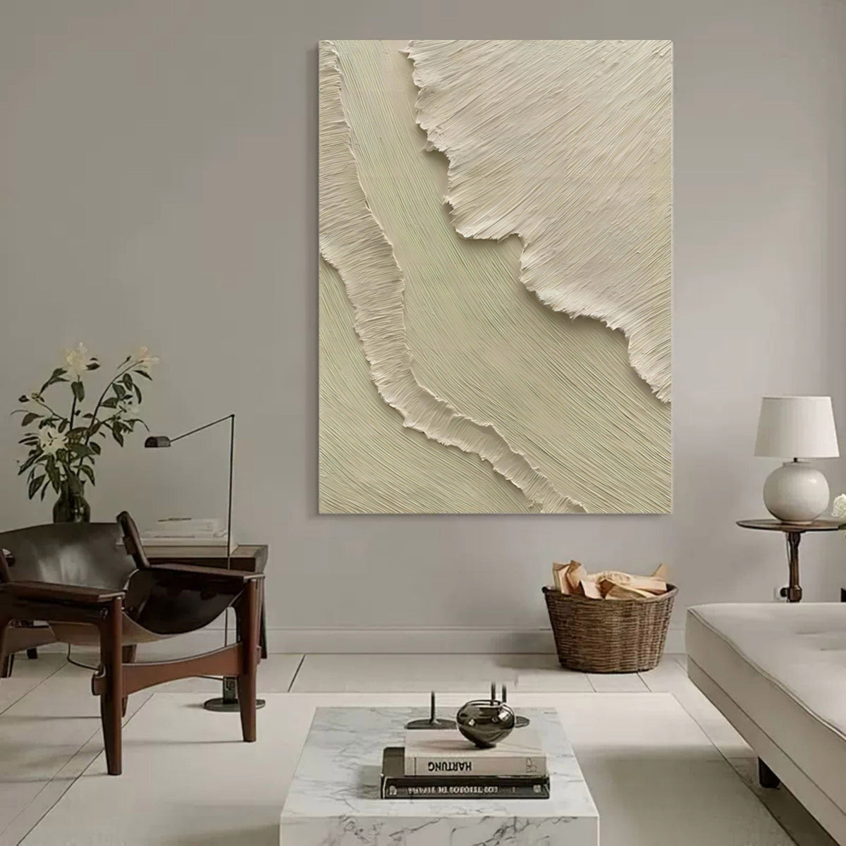 Textured Impasto Neutral Tone Abstract Painting