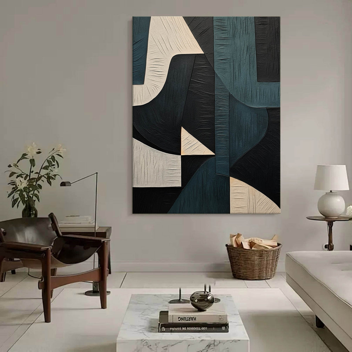 Modern Geometric Wall Art Textured Minimalist Painting