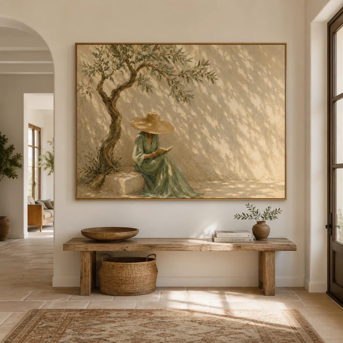 Quiet Reader Beneath the Olive Tree Oil Painting