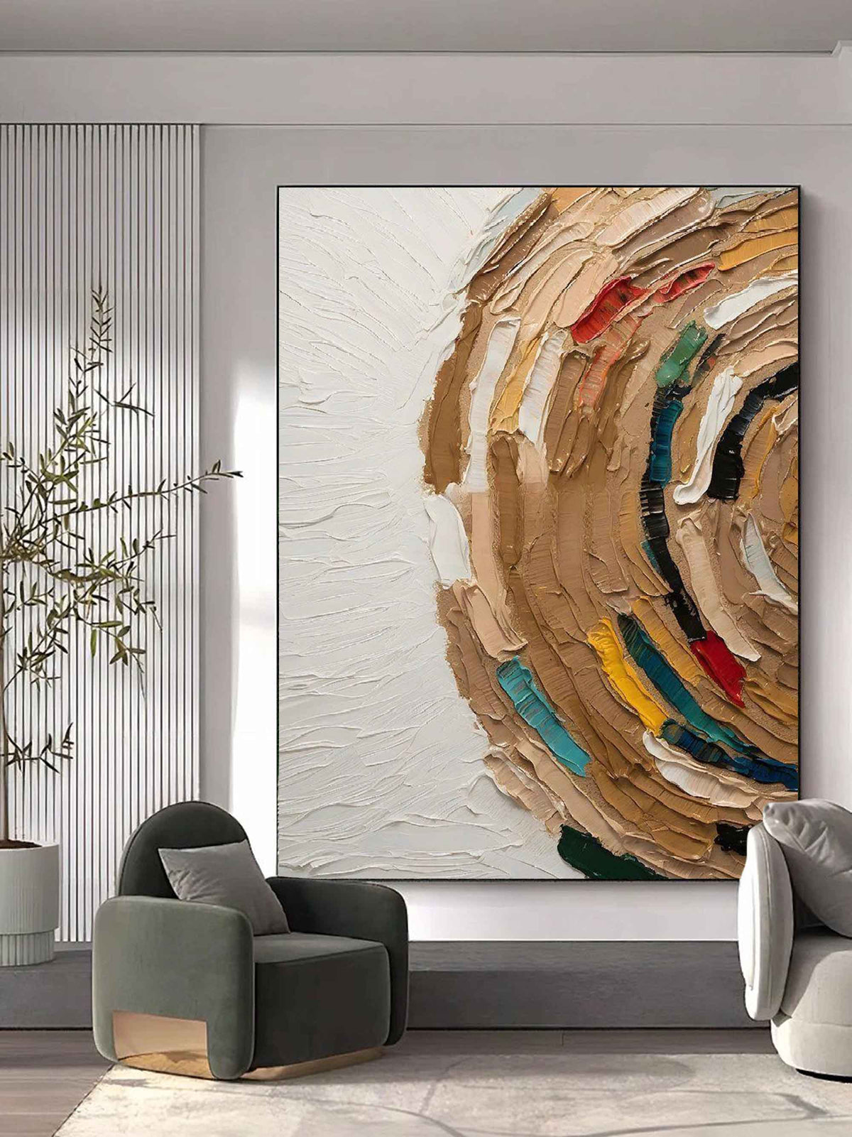 Terracotta Circular Impasto Oil Painting
