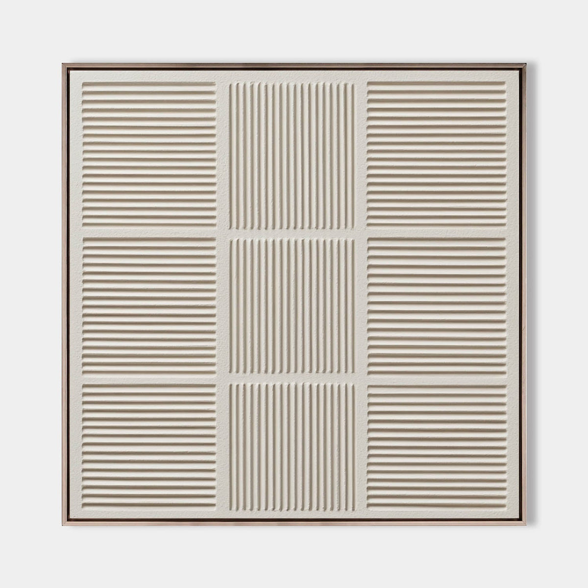 Elowen Beige Geometric Grid Canvas Wall Art