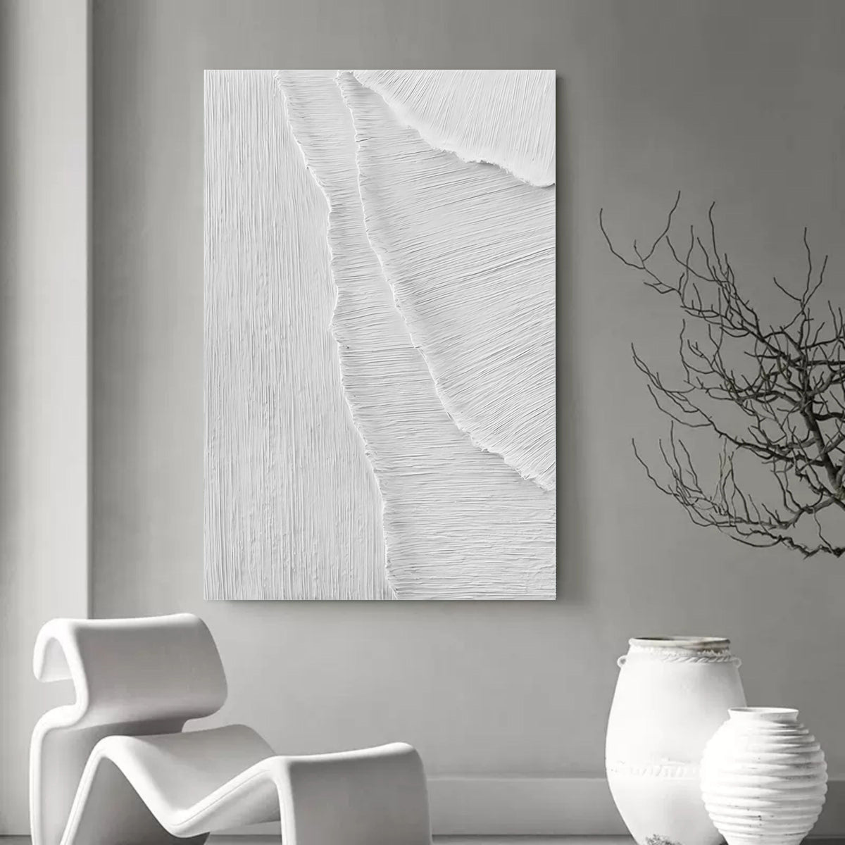 Monochrome Textured Wave Oil Painting
